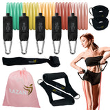 11 PC Resistance Bands Set Exercise Tube Bands with Door Anchor Handles Carry Bag Legs Ankle Straps for Strength Training Physical Therapy Home Workout